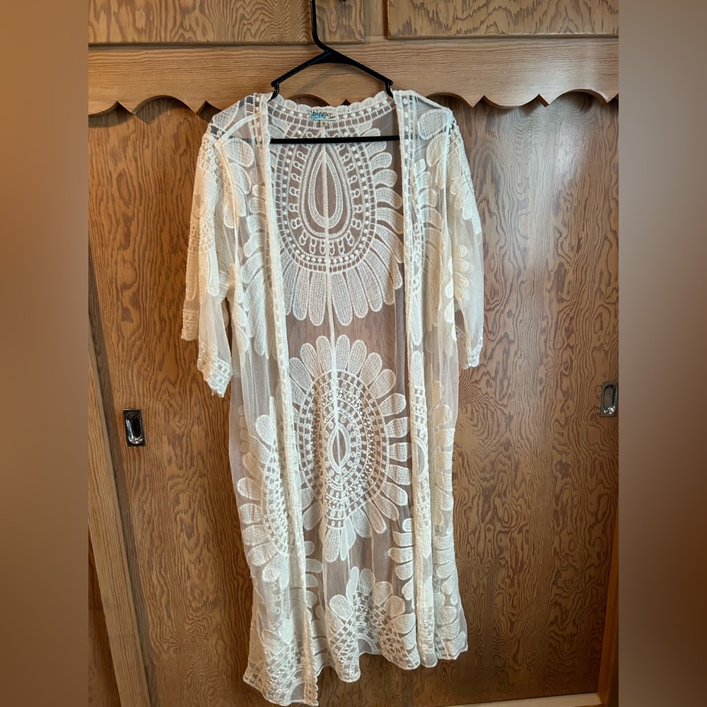 white lace cover up